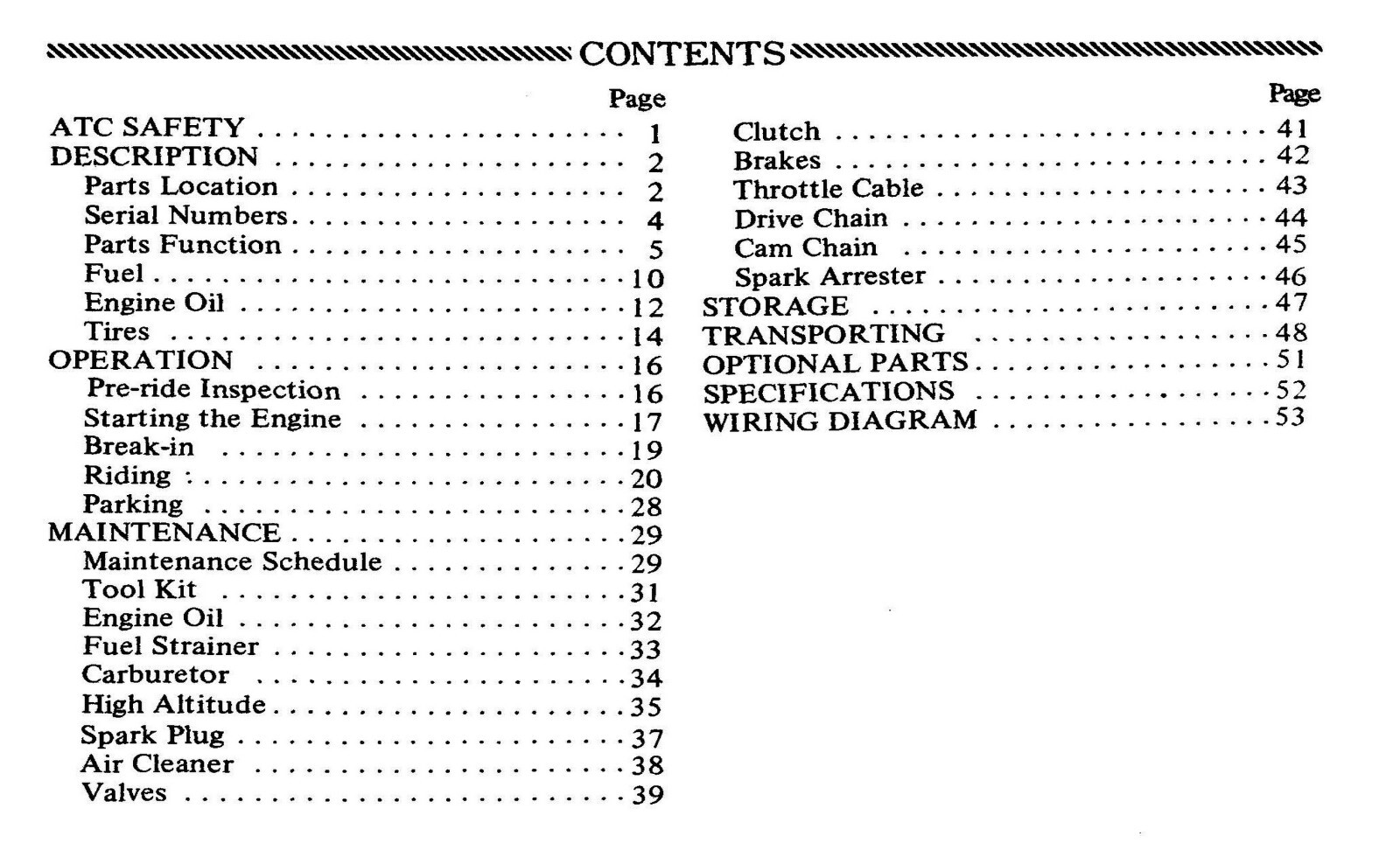 1982 Honda ATC110 Owner’s Manual 56 Pages