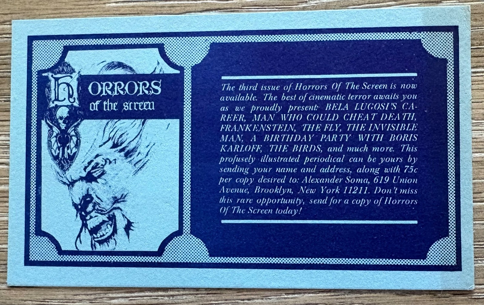 HORRORS OF THE SCREEN #1 – #2 – #3 Complete Set from 1960’s FANZINE w/ BONUS