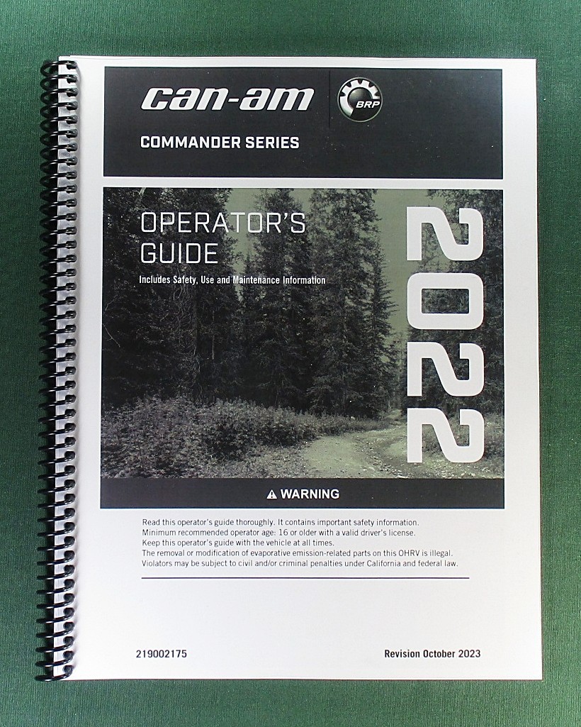 2022 Can-Am Commander XT 1000R Owner’s Manual: 250 Pages & Protective Covers!