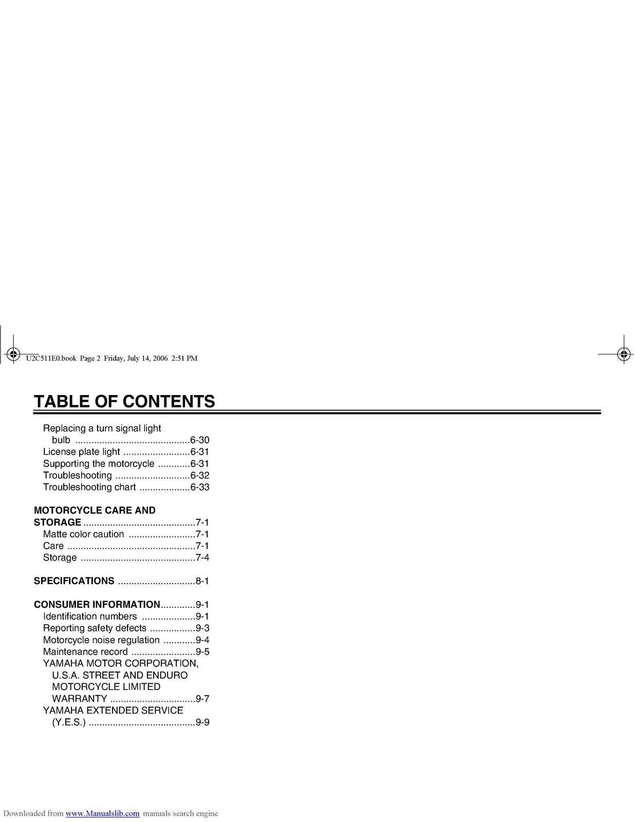 YAMAHA XV19CTSW XV19CTW XV19CTMW Owners Manual – STEEL WIRE BOUND – TOUGH COVERS
