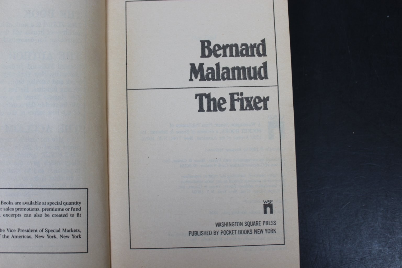 The Fixer Bernard Malamud 1976 Pulitzer Prize Winner Washington Square Press PB