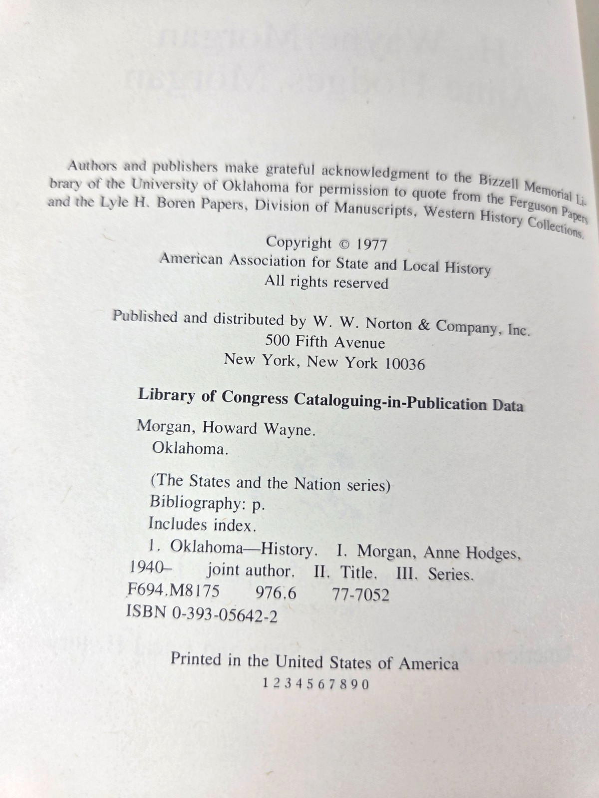 Oklahoma: A History By H Wayne Morgan 1977 Hardcover Dust Jacket 190 Pages