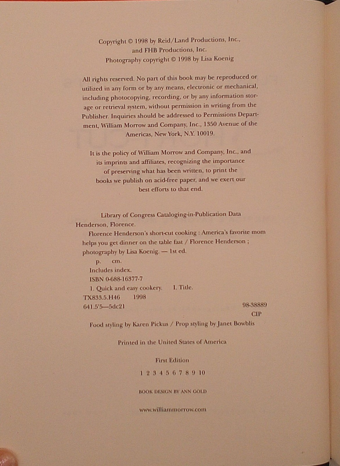 Signed! Florence Henderson’s Short-Cut Cooking by Florence Henderson (1998, …