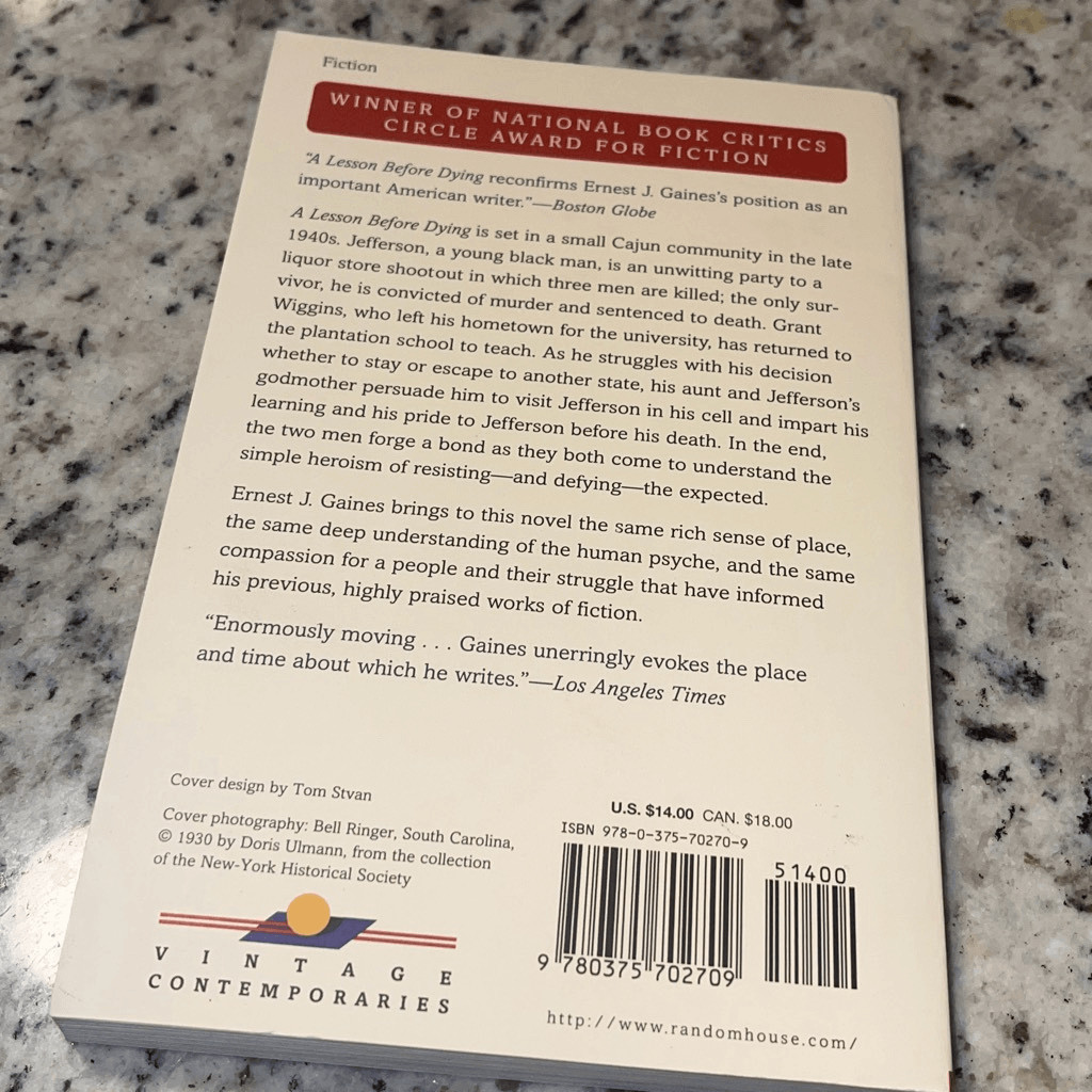 A Lesson Before Dying A Novel By Ernest J Gaines Vintage Contemporaries