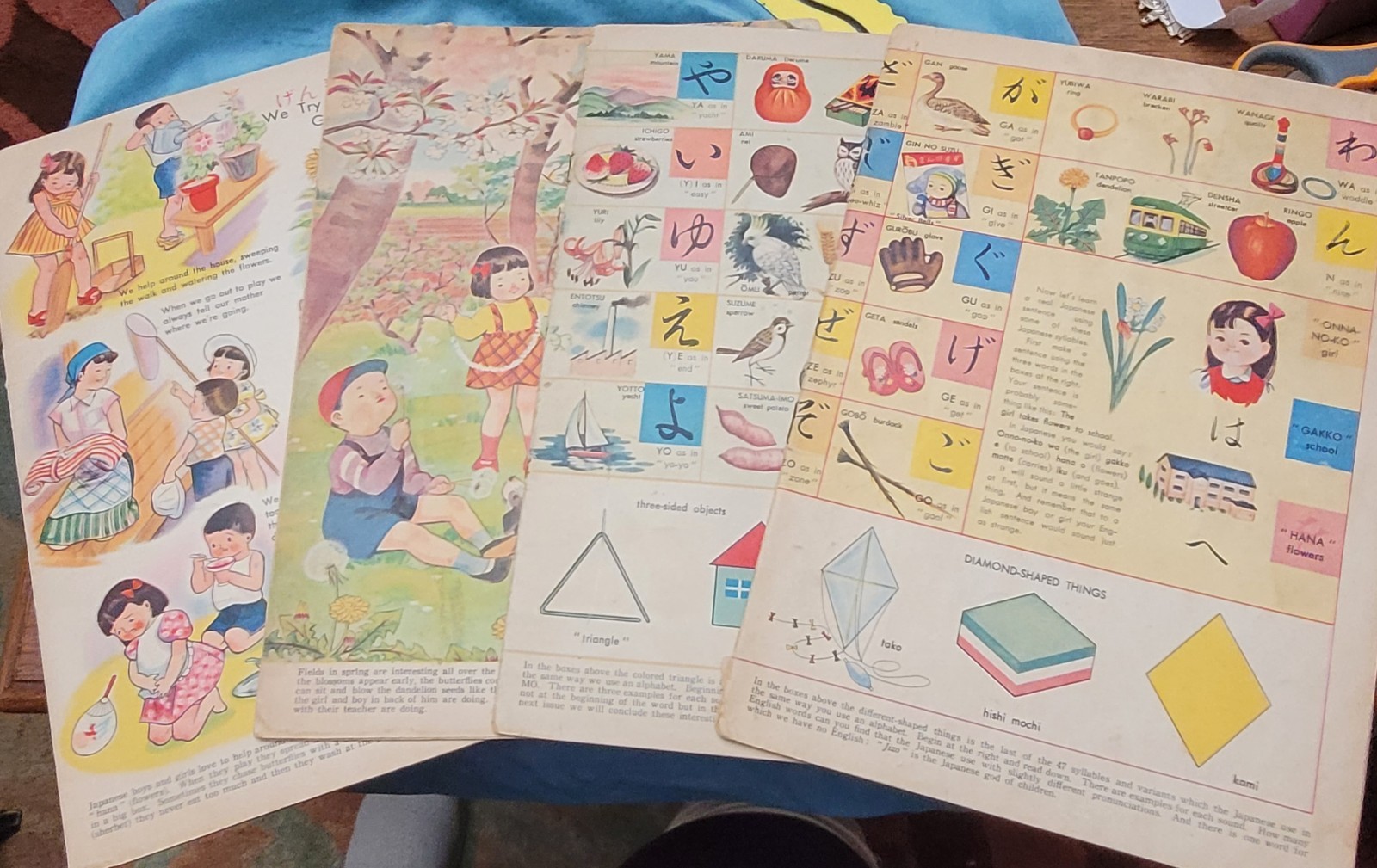 Japanese Language & Picture Book 12 Pages Color 1950s