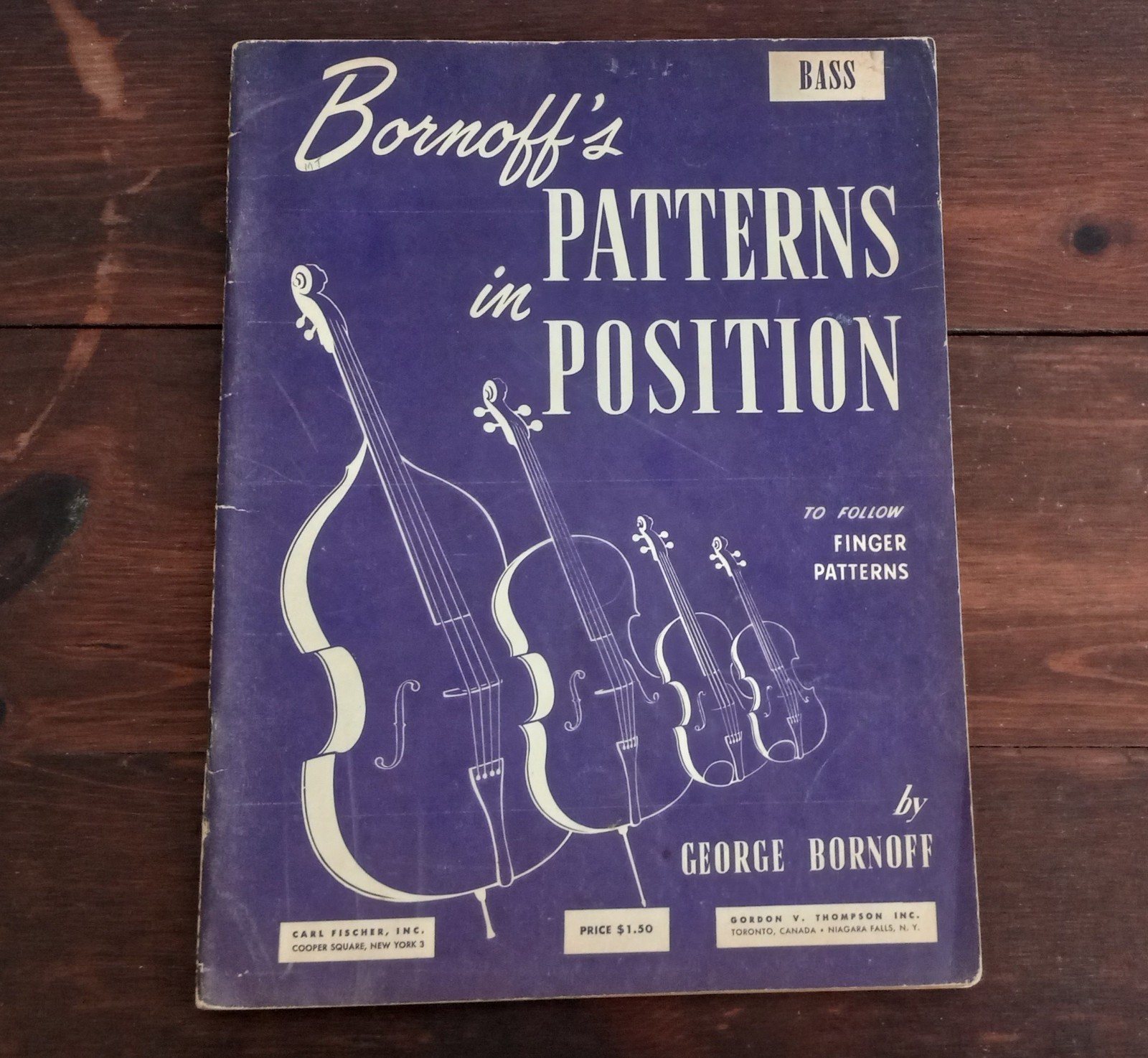 Vint 1953 Bornoff’s PATTERNS in POSITION BASS To Follow Finger Patterns 62 Pages