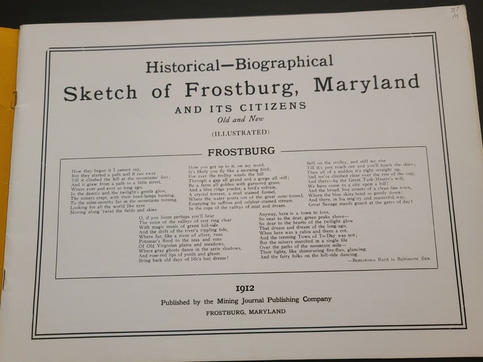 1912 Historical Biographical Book Frostburg Md And Its Citizens 62 Pages