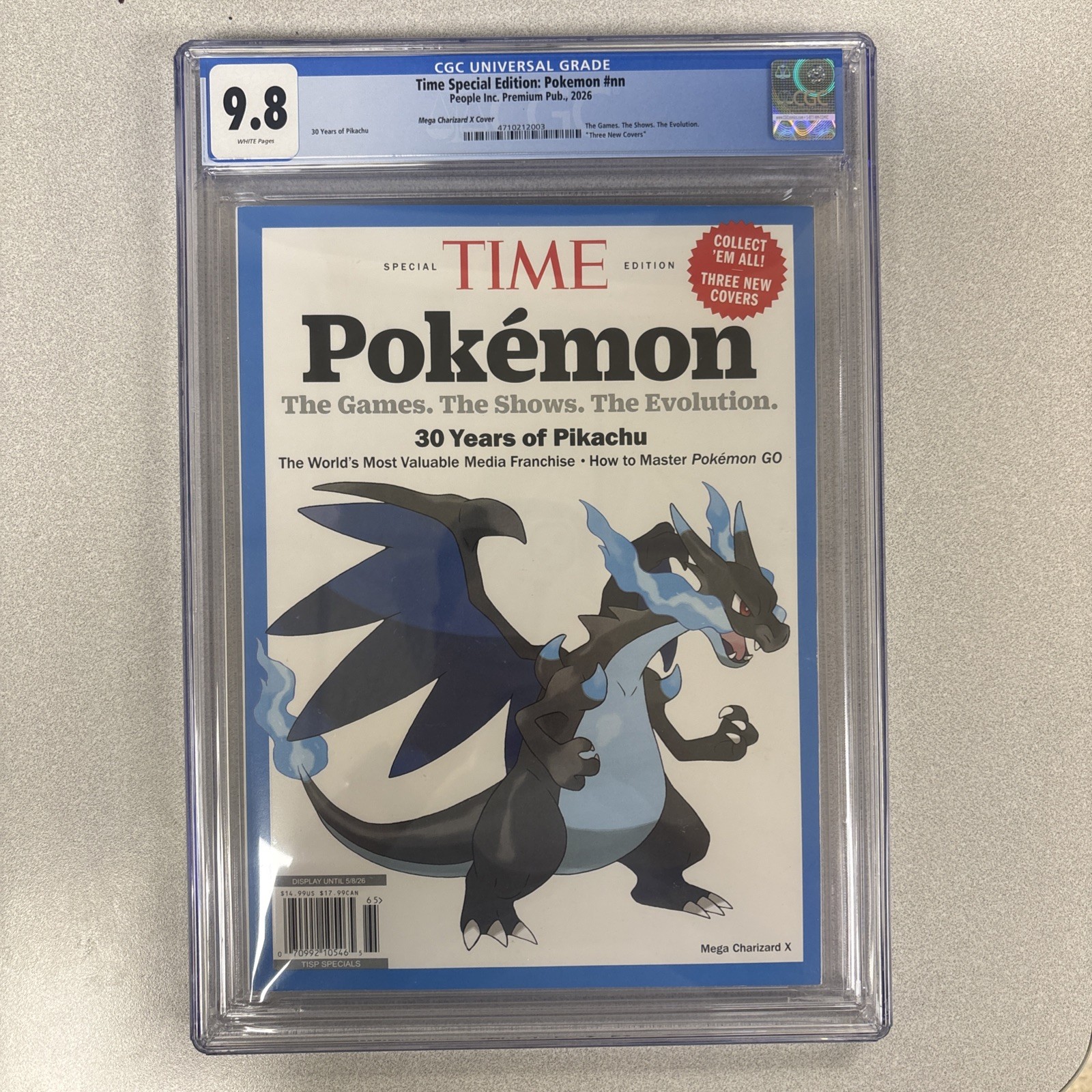 Time Magazine Pokemon Mega Charizard X 2026, 9.8 CGC Graded First Print