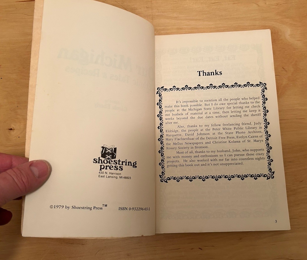 1979 Our Michigan Ethnic Tales & Recipes by Carole Eberly Paperback Cookbook