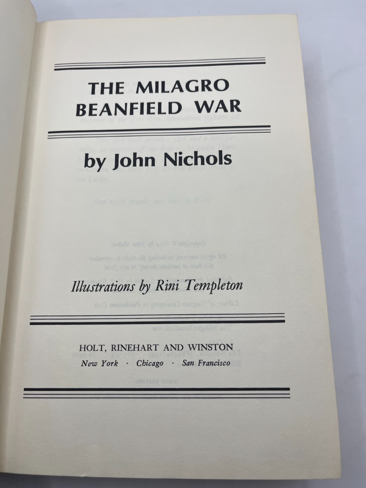 John Nichols / The Milagro Beanfield War 1st Edition 1974 hardcover ex-lib