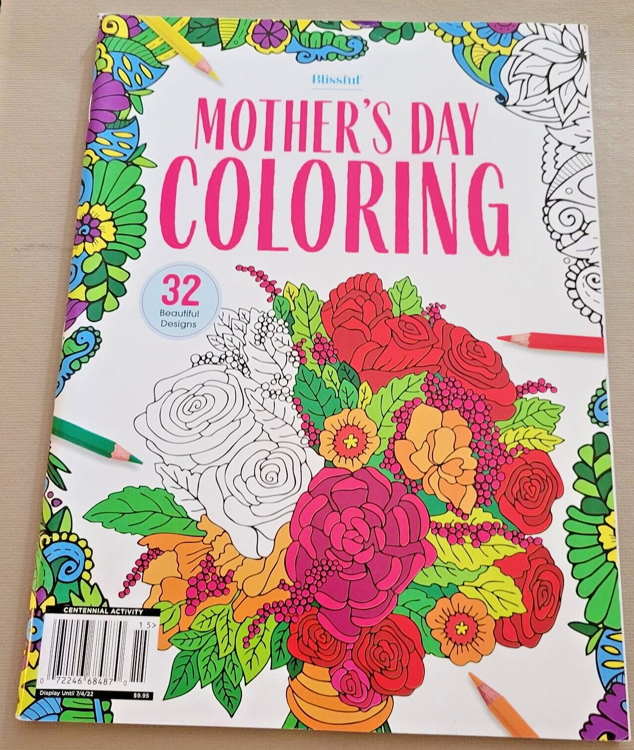 MOTHER’S DAY ADULT COLORING BOOK – 2022 CENTENNIAL – 32 FESTIVE COLORING PAGES