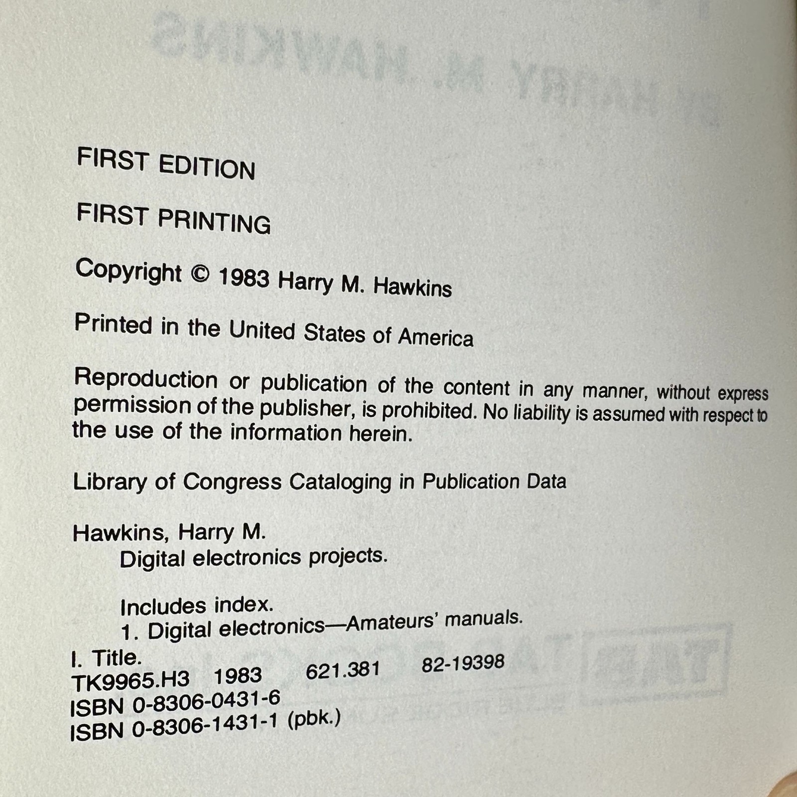 Harry M Hawkins Digital Electronics Book Set Concepts + Projects TAB True 1st Ed