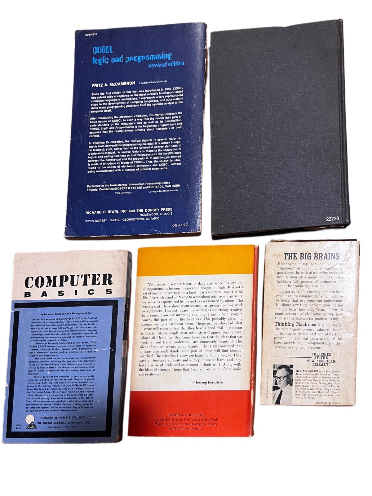 Vintage Computer Programming Book Lot COBOL Analytical Engine Computing 5 Books