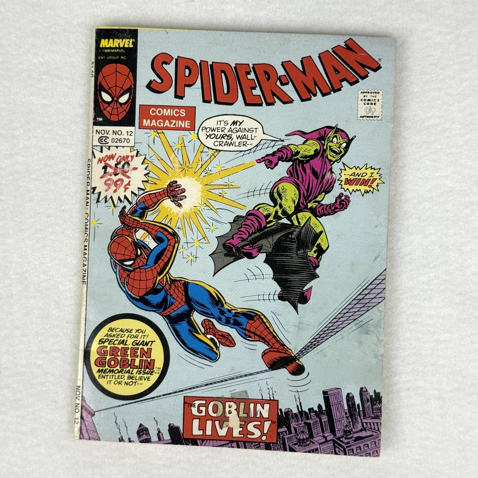 Vintage Marvel Spider-Man Comics Magazine Vol 1 No 12 Green Goblin Lives 1988
