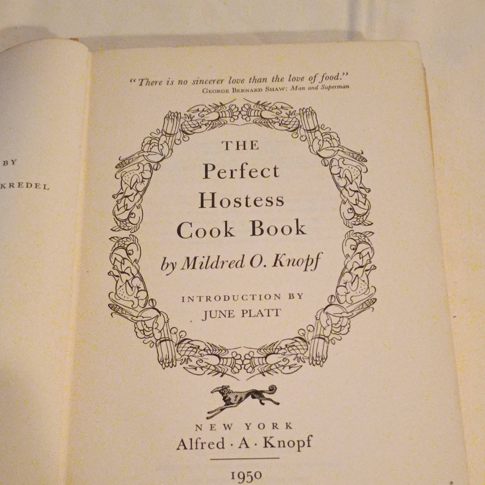 Alfred A. Knopf The Perfect Hostess Cook Book Mildred O. Knopf 1950 HC