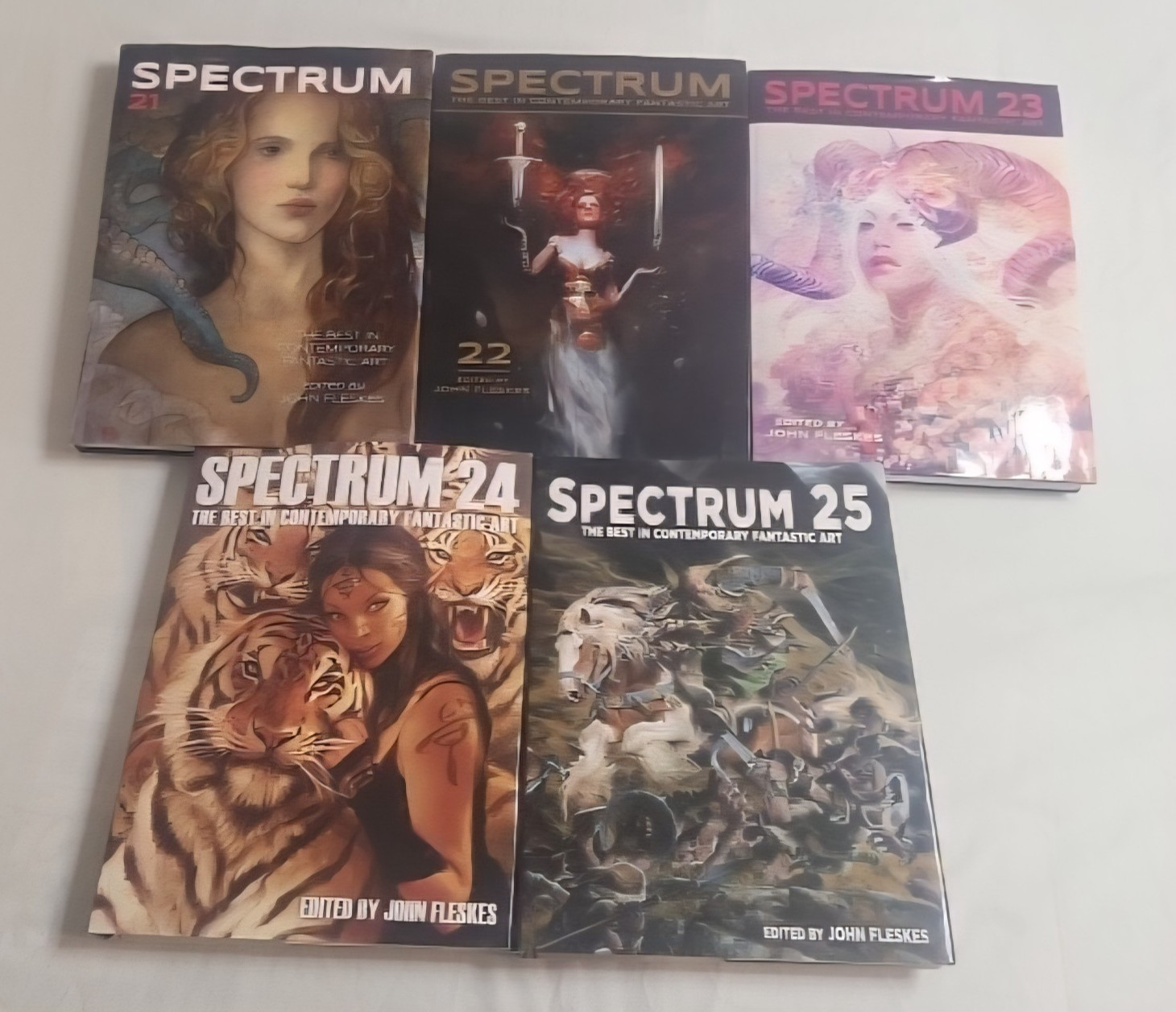 Spectrum 21-25 Art Book Lot HC Fantasy Sci-Fi Illustration John Fleskes