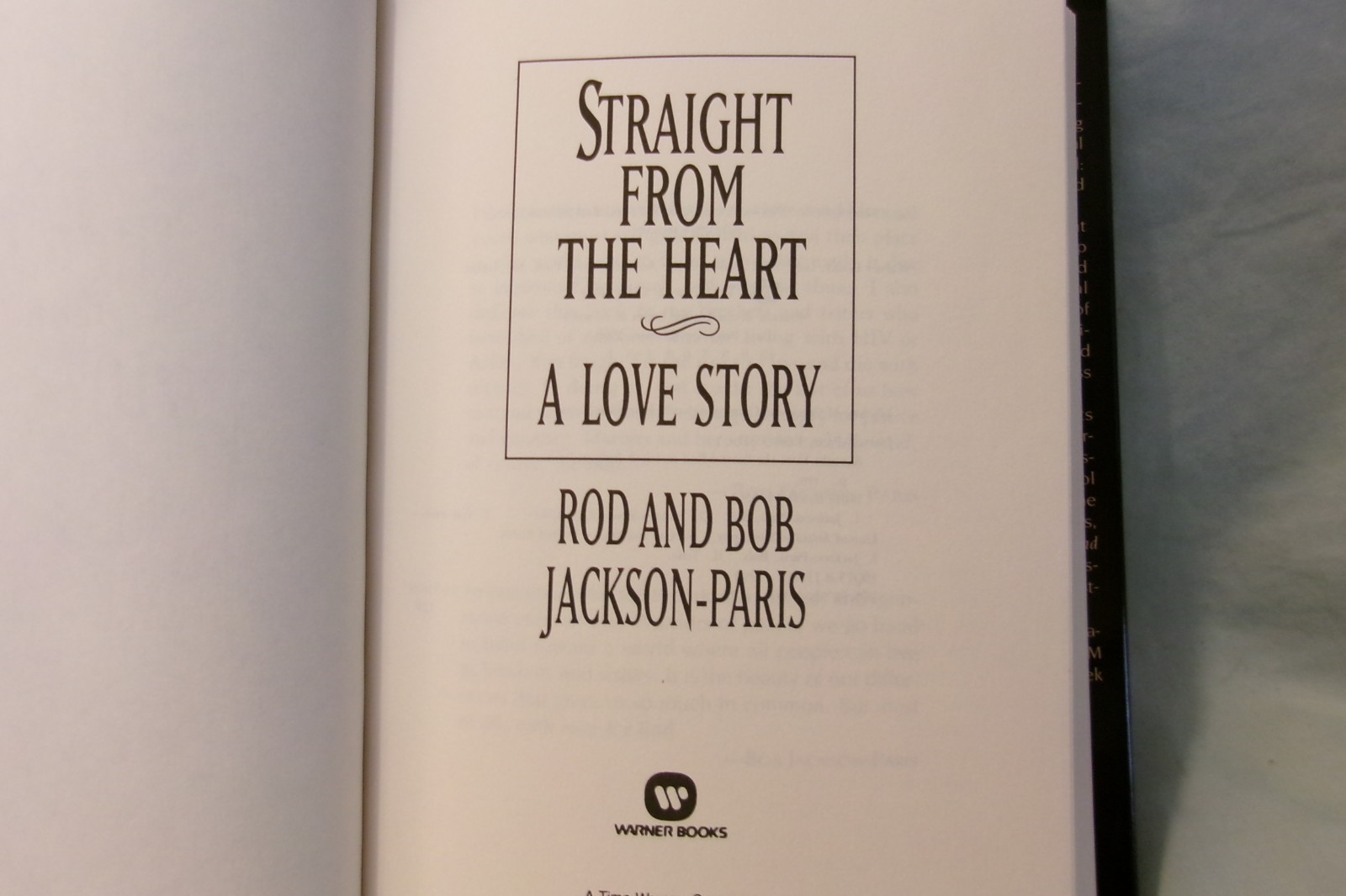 Straight from the Heart by Bob & Rod Jackson-Paris (1994, HC) 1st Printing Fair+