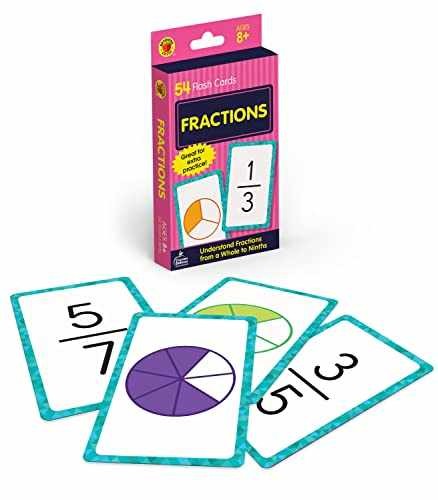 Carson Dellosa 54 Fractions Flash Cards, 3rd and 4th Grade – Cards – Very Good