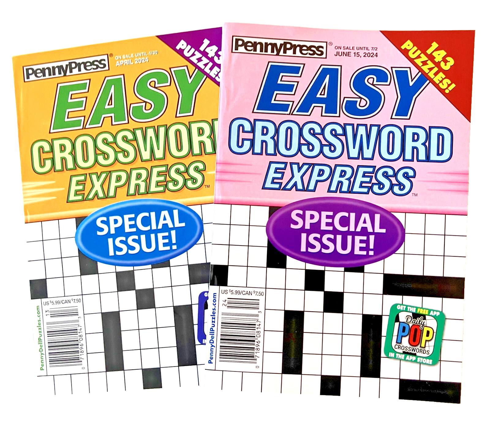 NEW Lot of 2 Penny Press Dell Crossword Express SPECIAL Issue Puzzle Books