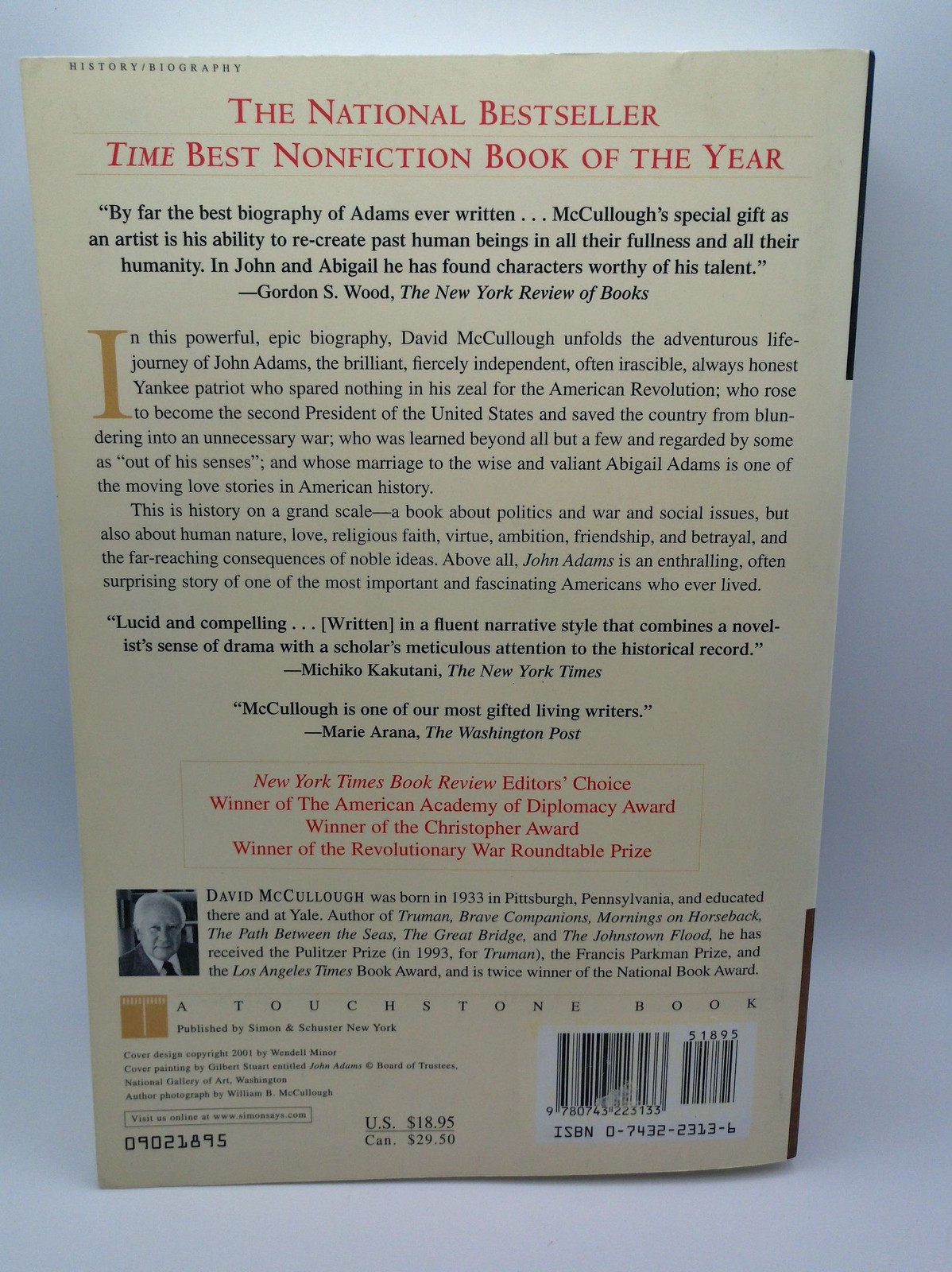 David McCullough John Adams Paperback Touchstone Biography 2002 Illustrated