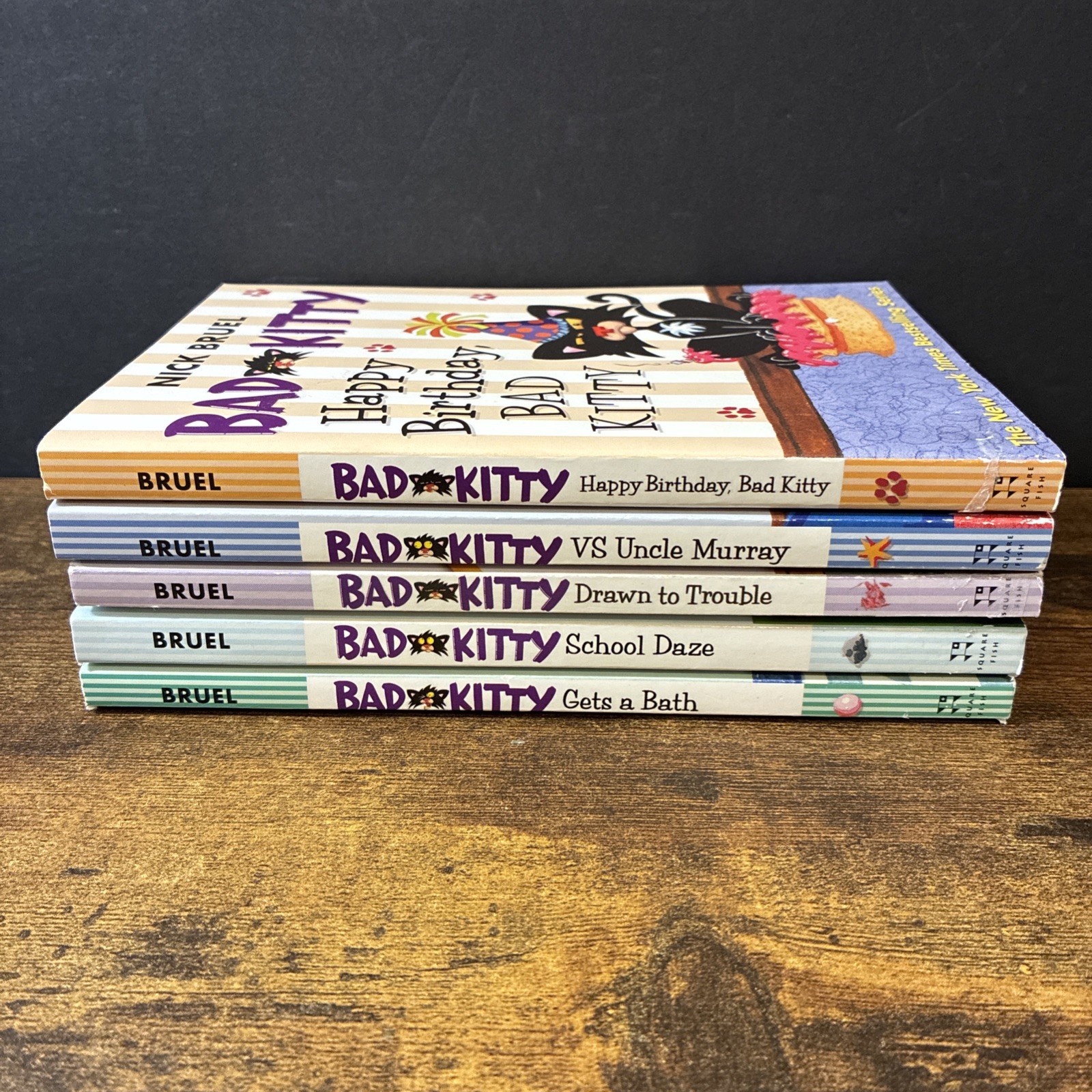 Lot of 5 Bad Kitty Paperback Books by Nick Bruel First Square Fish Edition