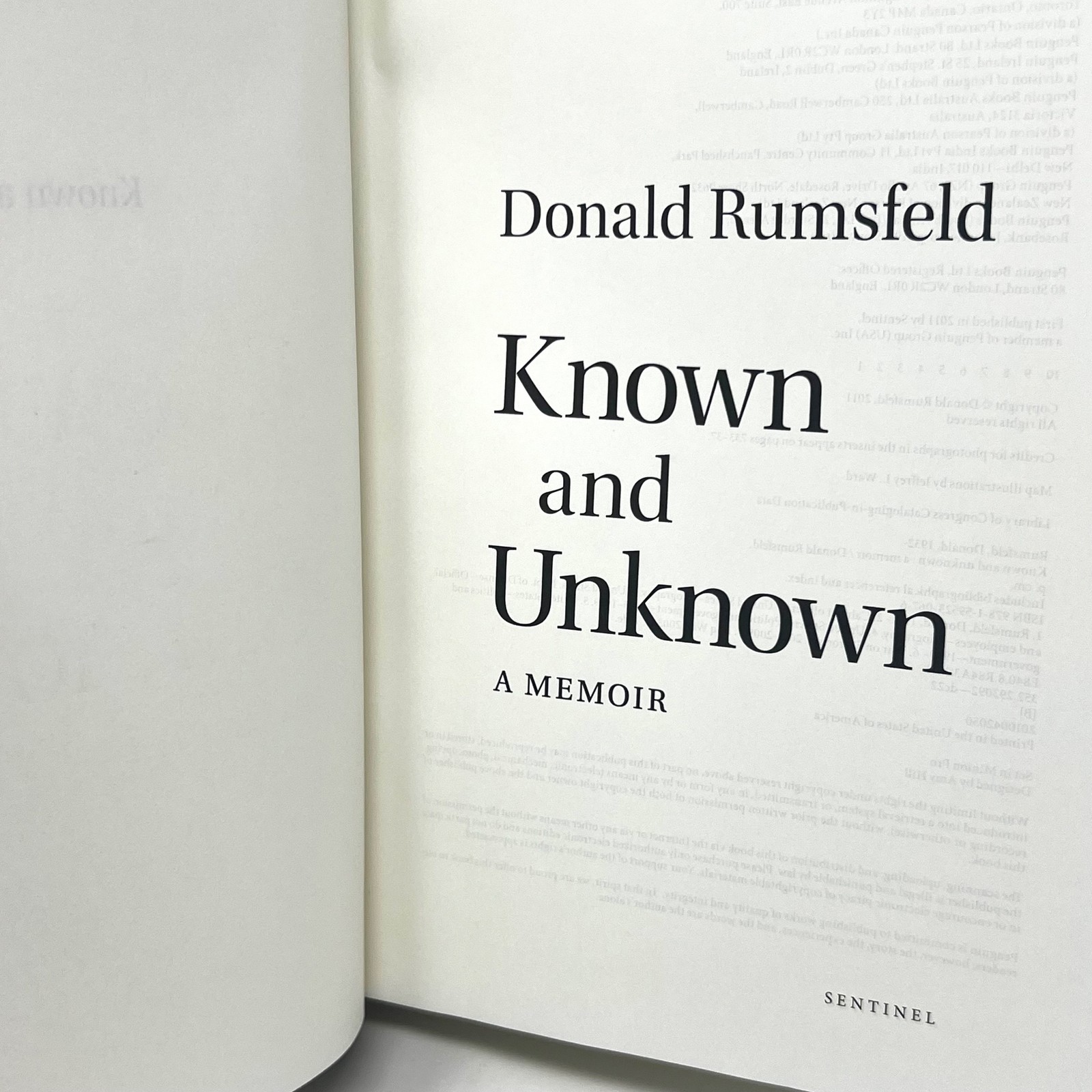 Donald Rumsfeld Known and Unknown A Memoir Hardcover Book