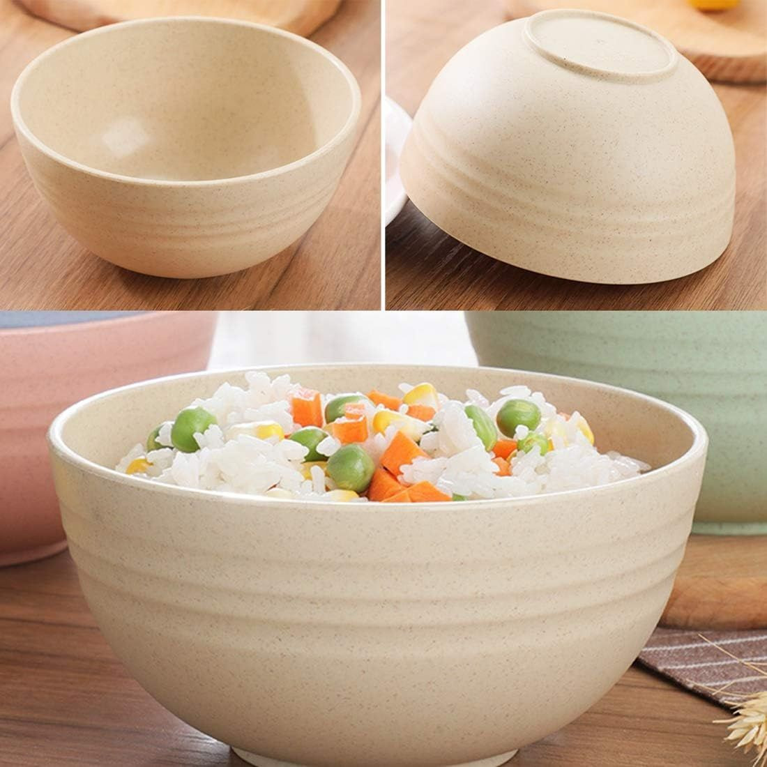 NANAOUS Small Bowls Set of 5, 14 OZ Reusable Wheat Straw Bowl, Kitchen NO.8